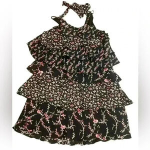 White House Black Market Women Strappy Floral Tiered Dress size 2